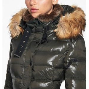 S13 Faux Fur trim hooded matte puffer coat
